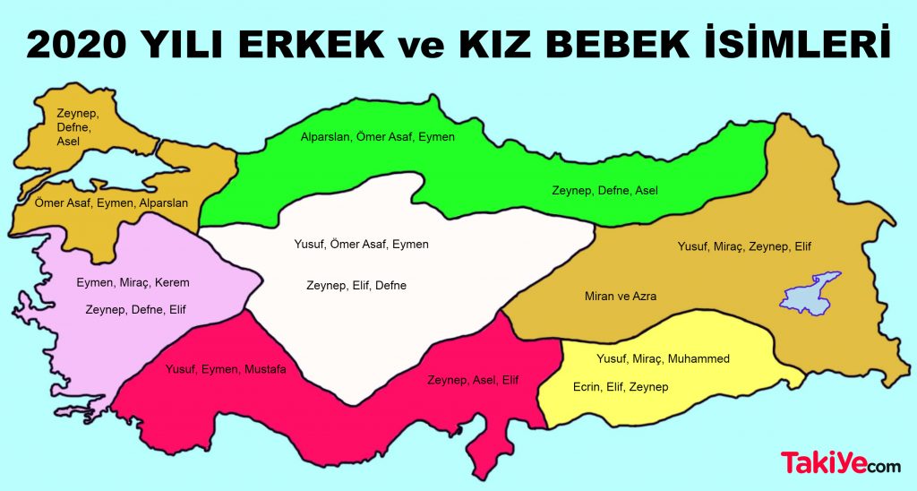 2020 bölgelere göre bebek isimleri