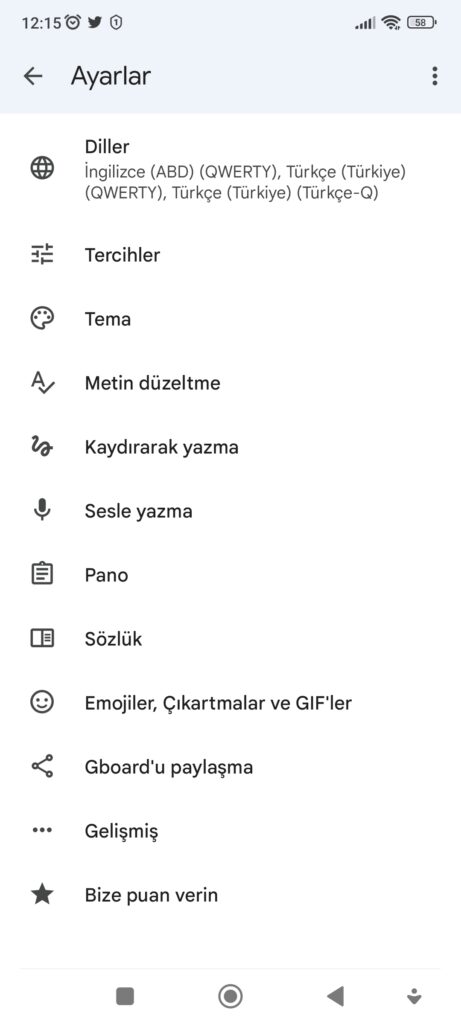 gboard klavye ayarları