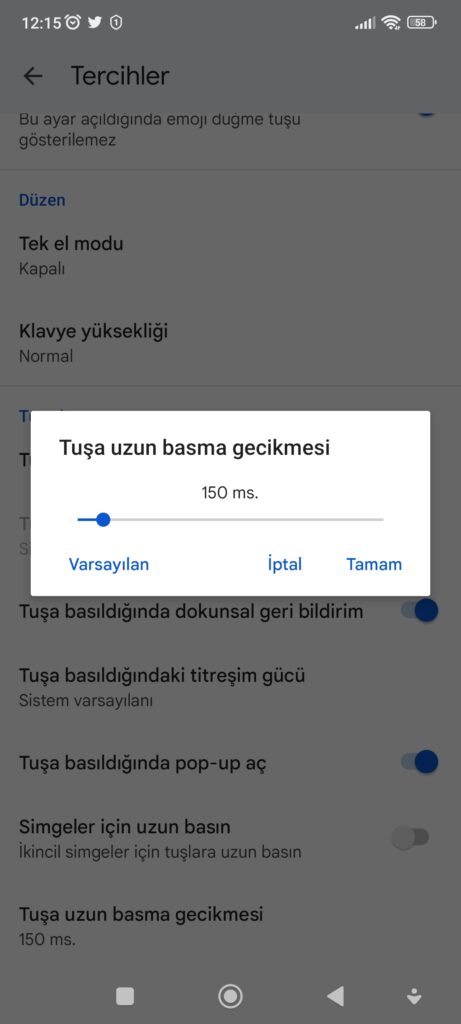 gboard klavye ayarları