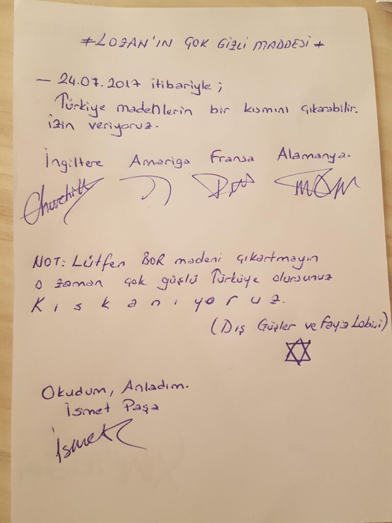 lozan antlaşması gizlenen maddeleri