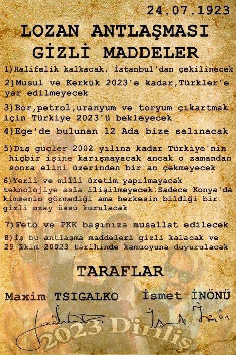 lozan antlaşması gizlenen maddeleri