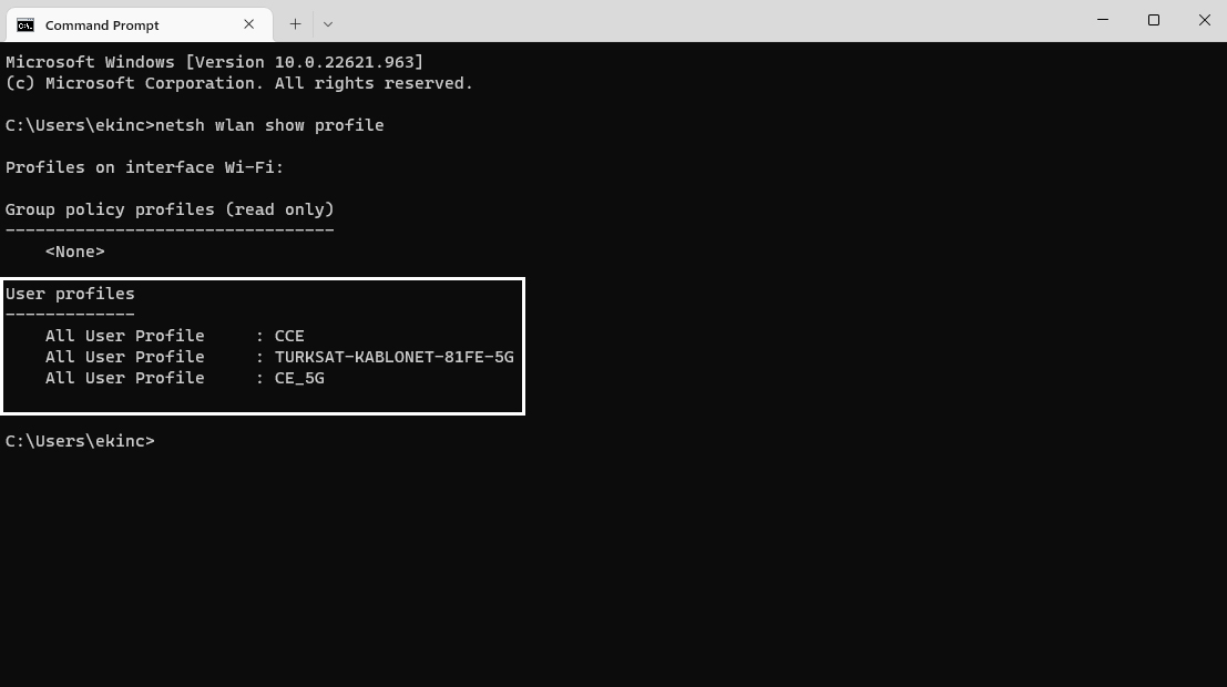 Netsh wlan profile. Netsh WLAN show profiles.