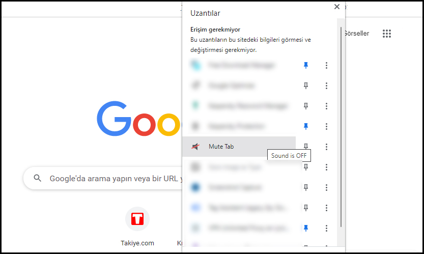 google chrome tüm sekmelerde ses kapatma