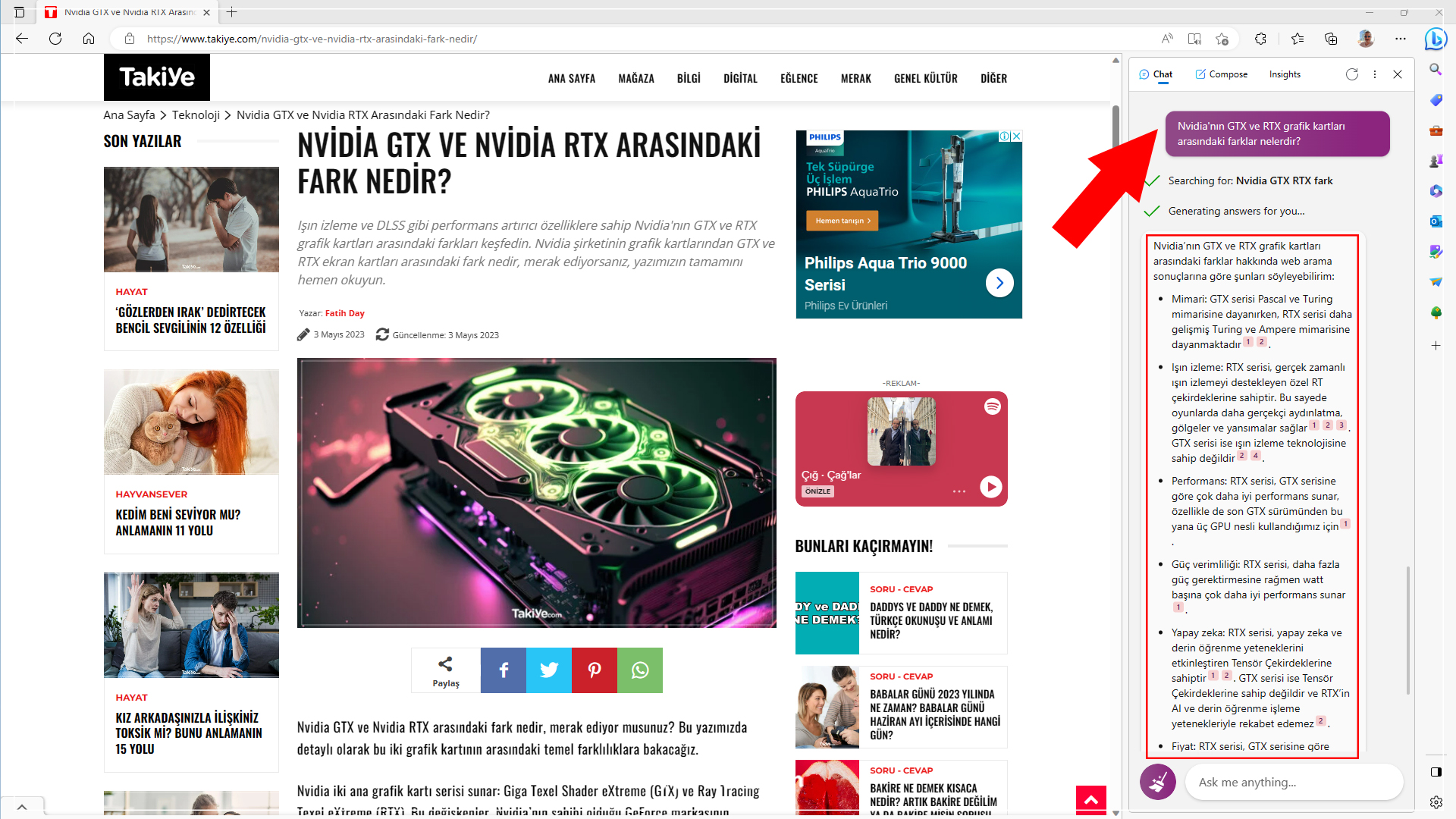 Bing AI Kenar Çubuğu (SideBar) Nasıl Kullanılır - Takiye.com
