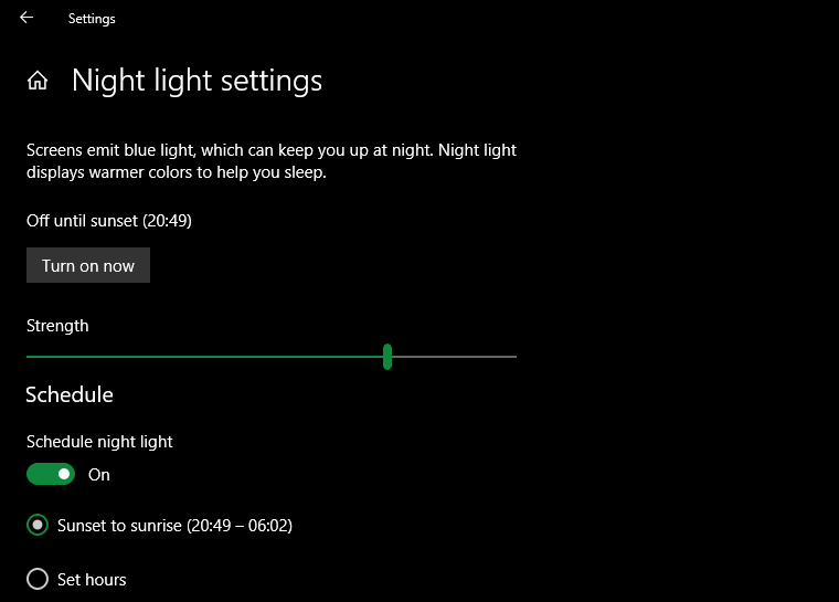 windows 10 gece ışığı nasıl etkinleştirilir