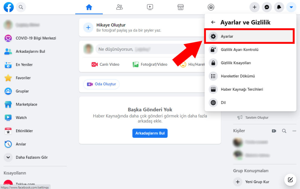 facebook hesabını dondurma